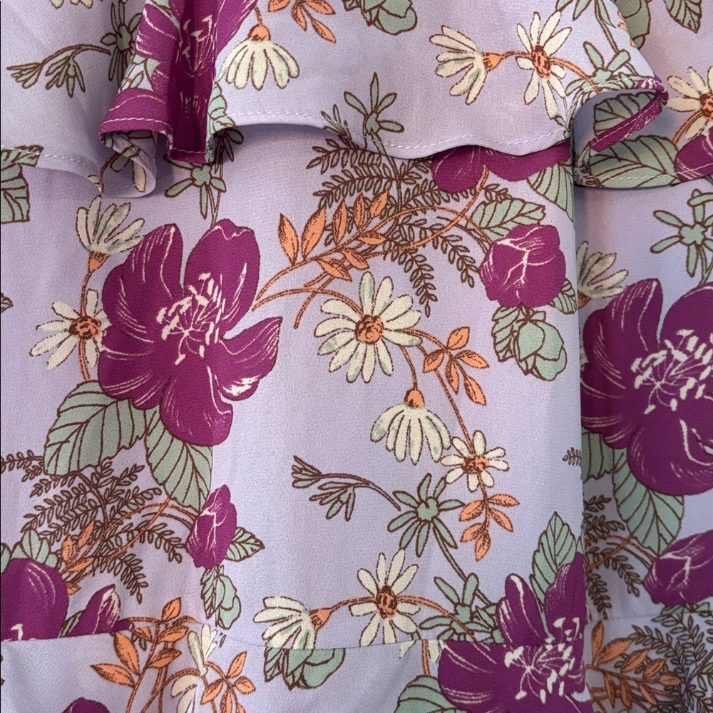 Lulu’s Fleur-Evermore Lavender Floral Print Ruffled Midi Dress Size Extra Small - Picture 5 of 8